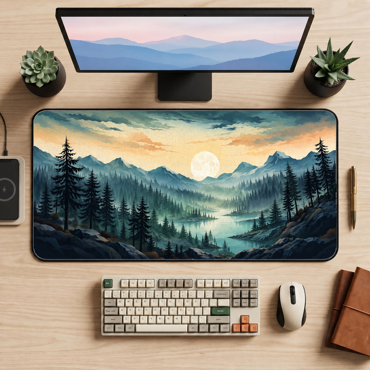 Foggy Pine Valley Desk Mat — product mockup 2