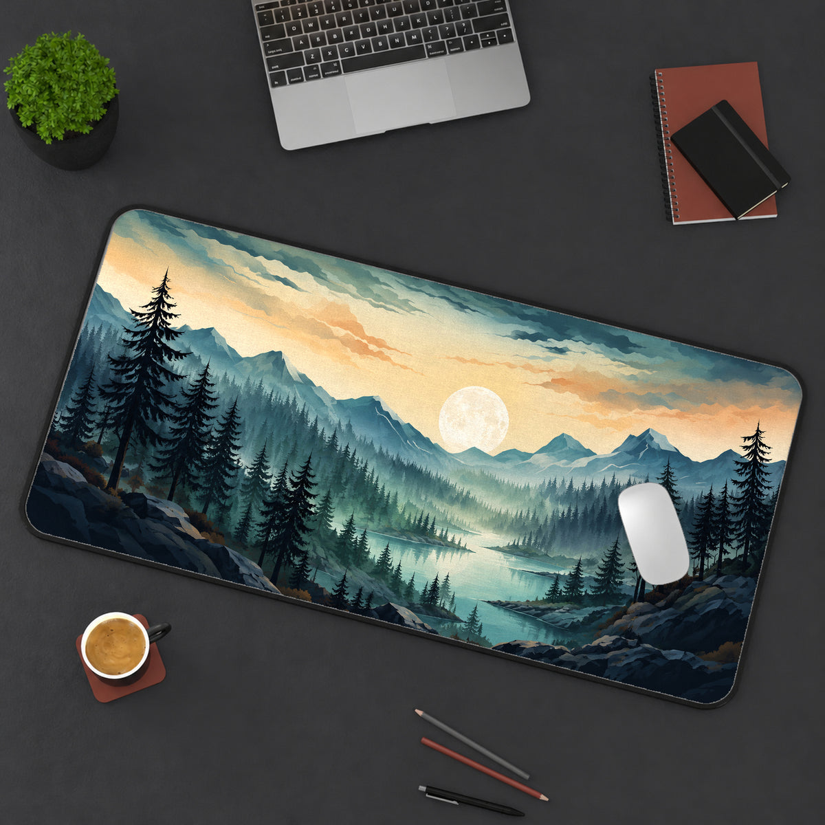 Foggy Pine Valley Desk Mat — product mockup 3