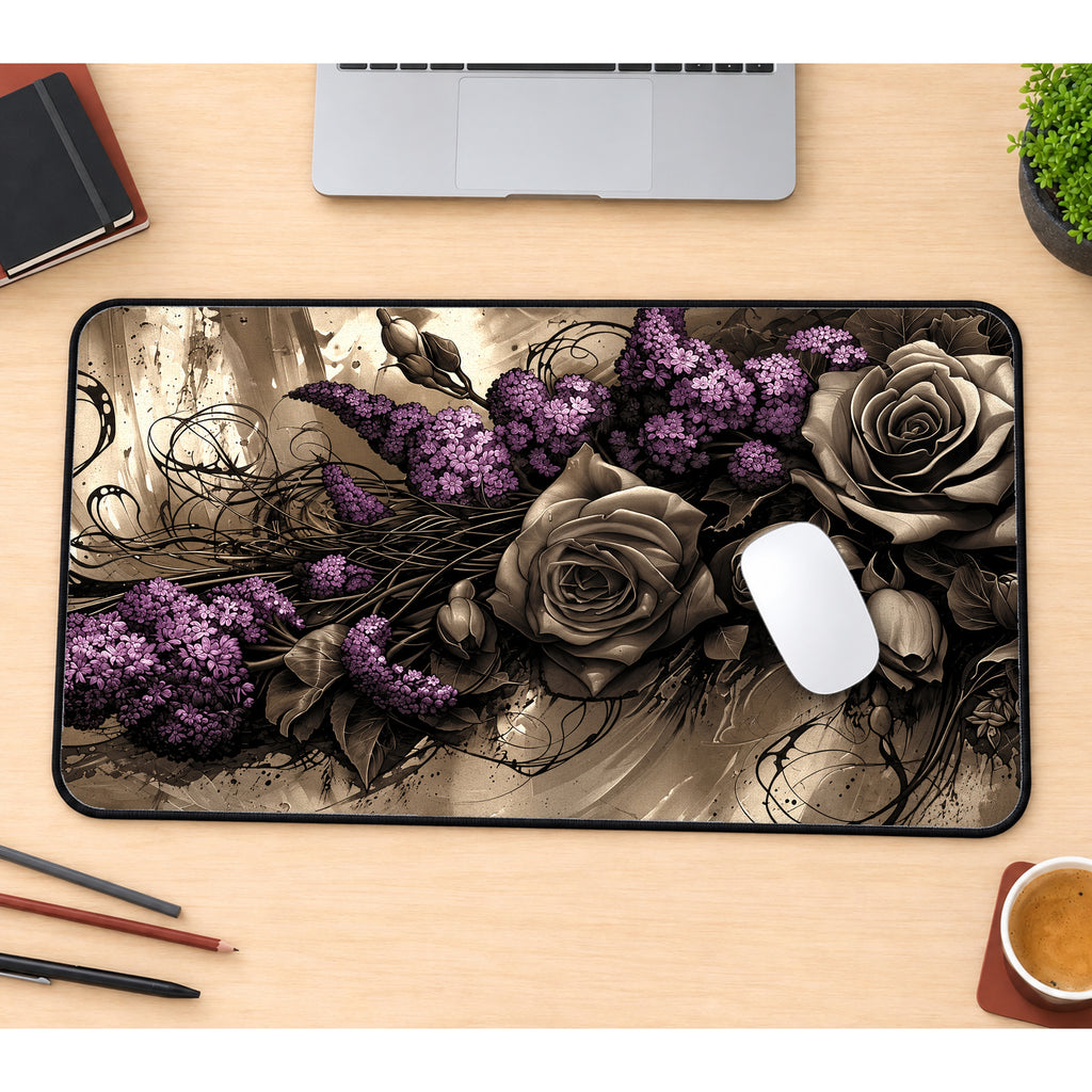 Roses and Lilacs Desk Mat — product mockup 1