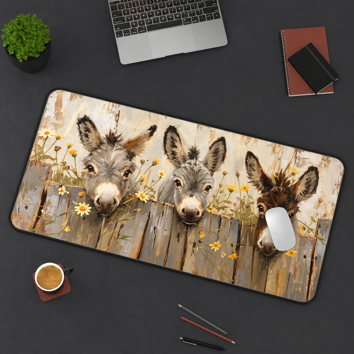 Baby Donkeys and Daisies Desk Mat — product mockup 3