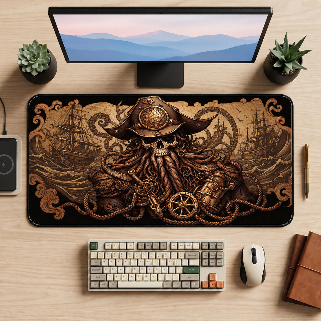 Steampunk Octopus Pirate Desk Mat — product mockup 2