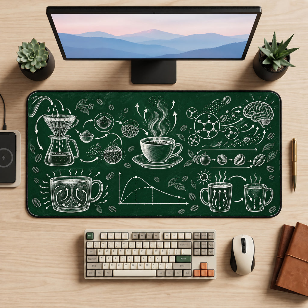 Chalkboard Coffee Science Desk Mat — product mockup 2