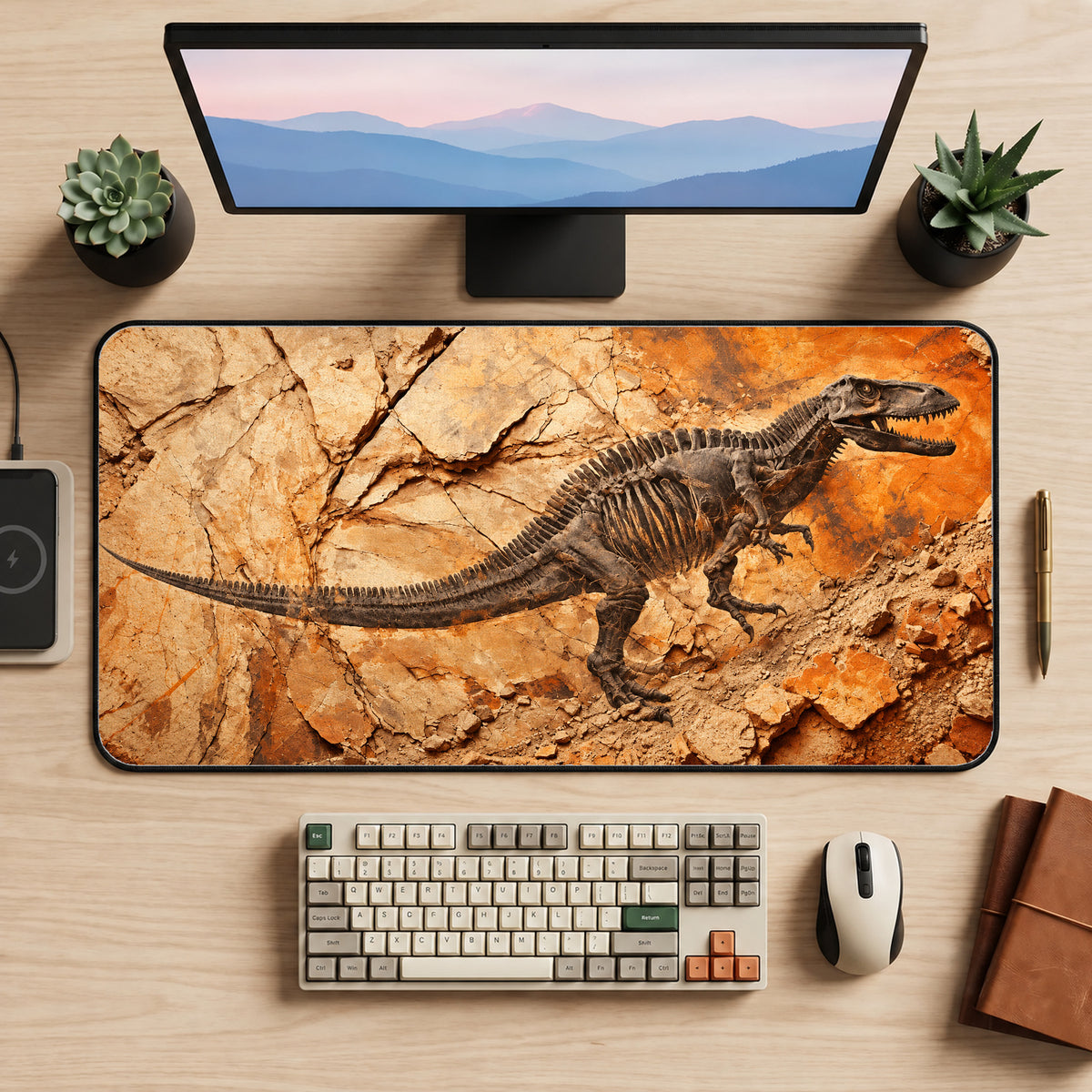 Prehistoric Dinosaur Fossil Desk Mat — product mockup 2