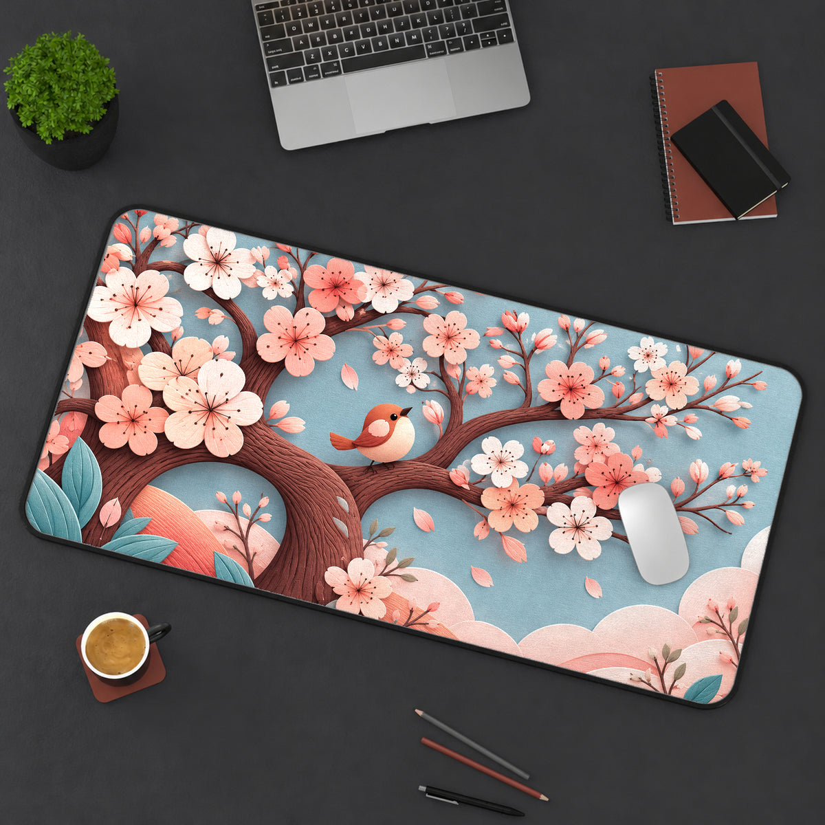 Sakura Songbird Desk Mat — product mockup 3
