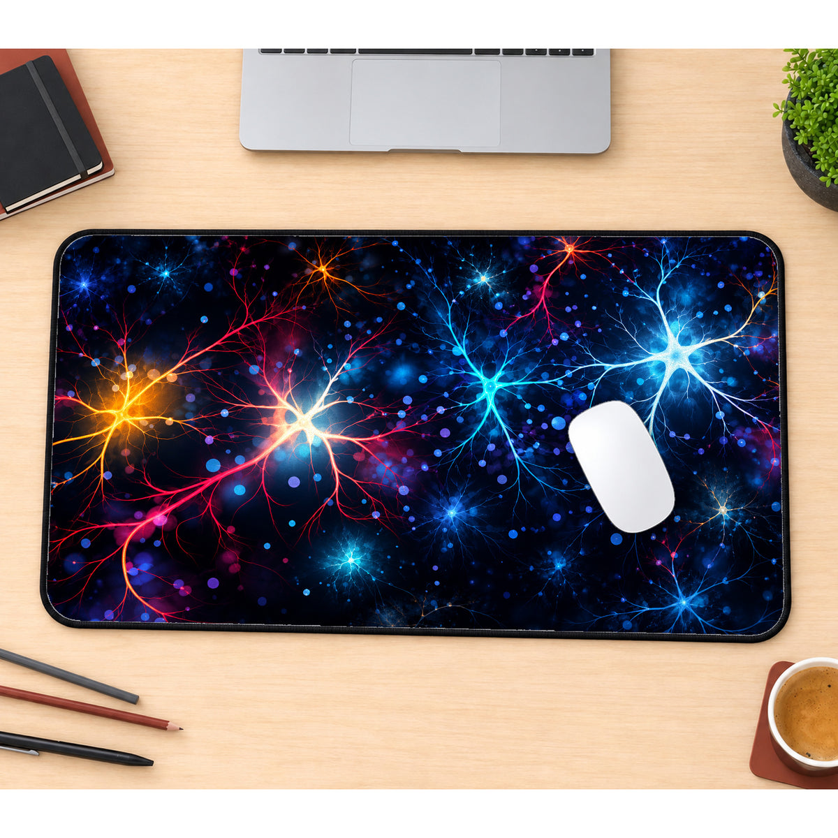 Colorful Cosmic Connections Desk Mat — product mockup 1