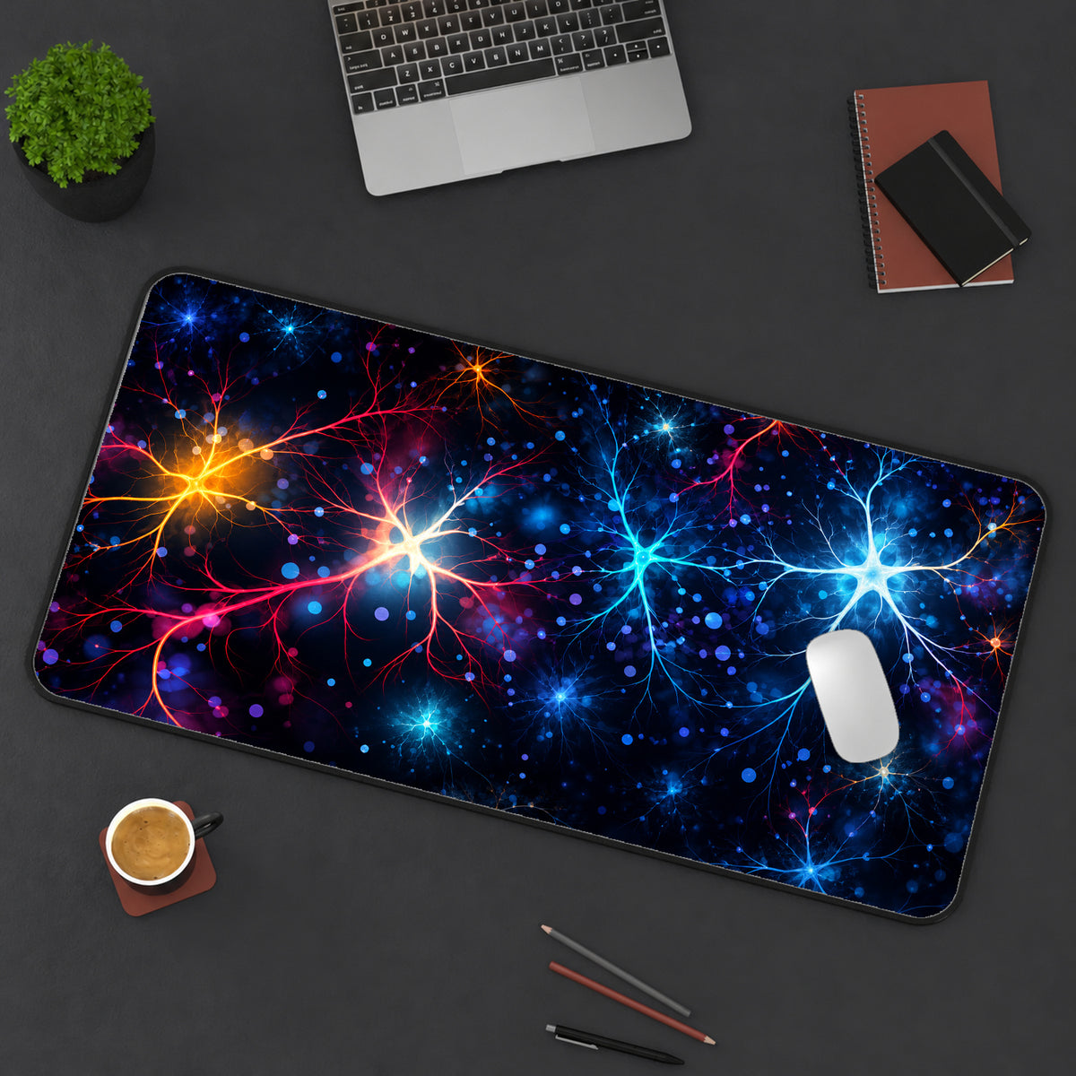 Colorful Cosmic Connections Desk Mat — product mockup 3