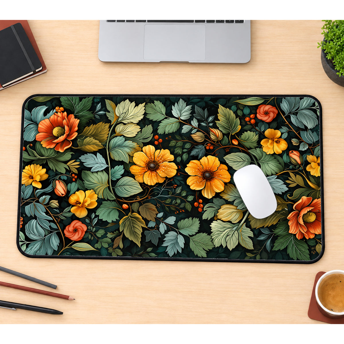 Old-World Cottage Flowers Desk Mat — product mockup 1