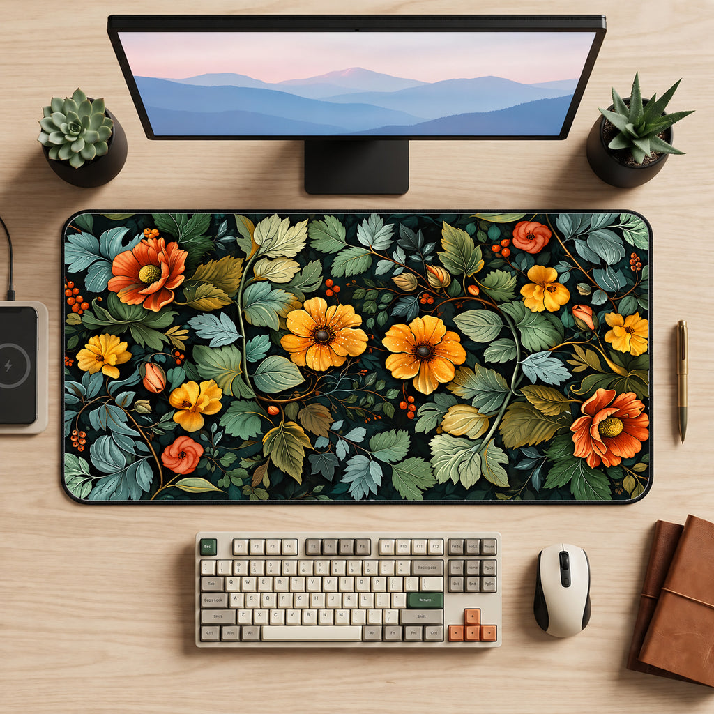 Old-World Cottage Flowers Desk Mat — product mockup 2