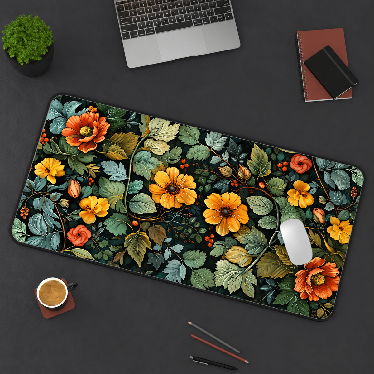 Old-World Cottage Flowers Desk Mat — product mockup 3