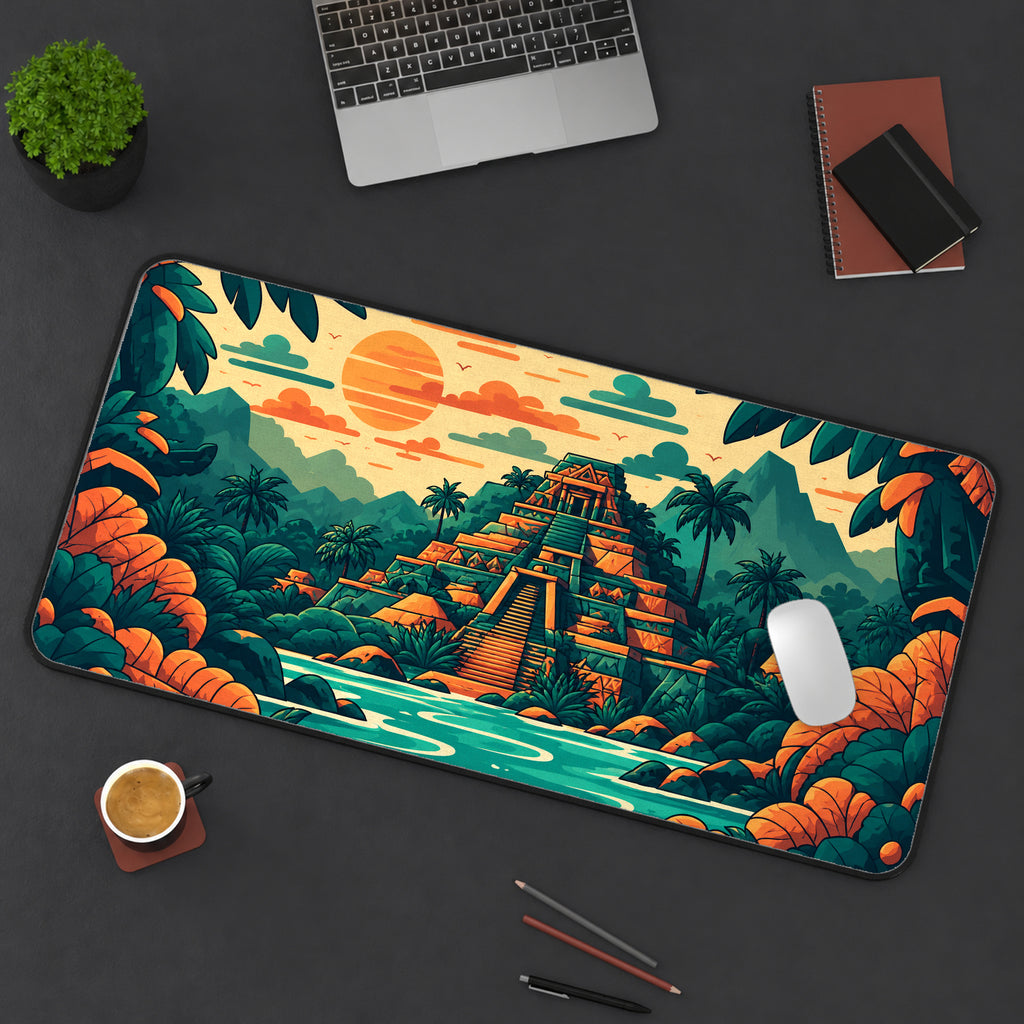 Colorful Aztec Temple Desk Mat — product mockup 3