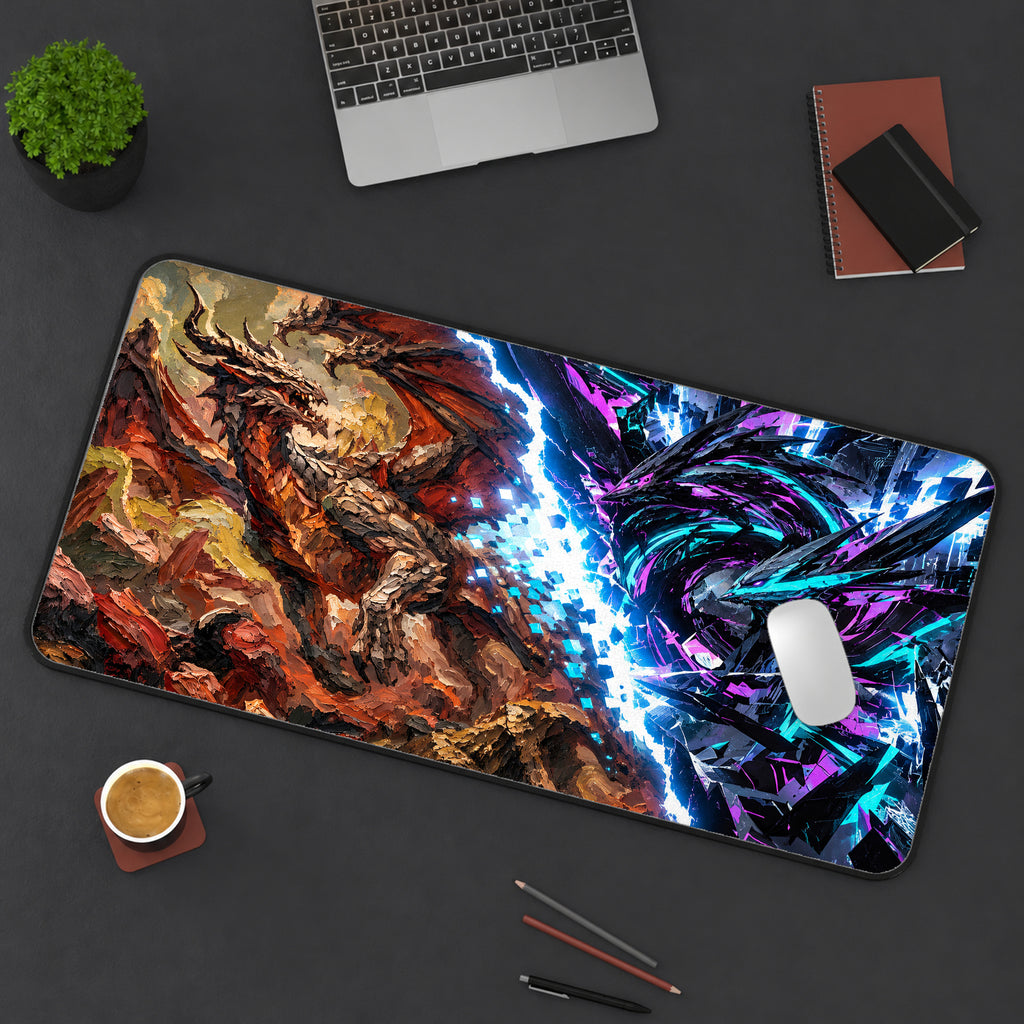 Ember and Neon Rift Desk Mat — product mockup 3