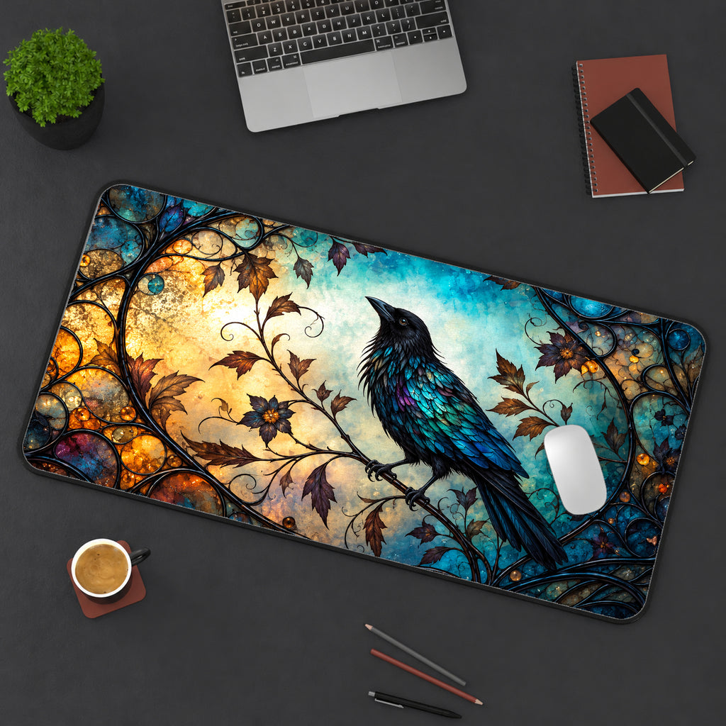 Stained Glass Raven Desk Mat — product mockup 3