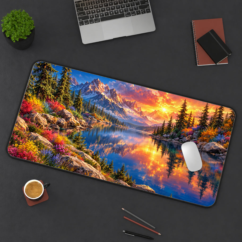 Mountain Sunset Lake Desk Mat — product mockup 3