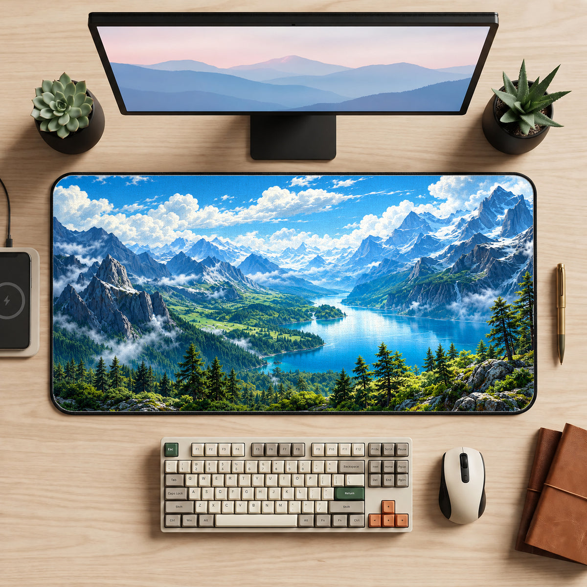 Alpine Lake Panorama Desk Mat — product mockup 2