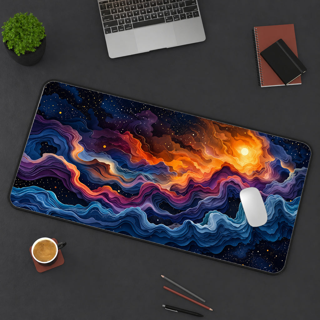Galactic Cloud Layers Desk Mat — product mockup 3