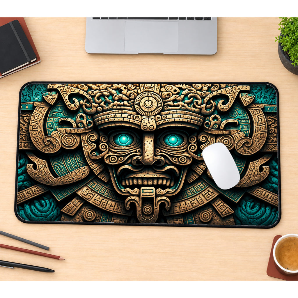 Mayan Carved Guardian Desk Mat — product mockup 1