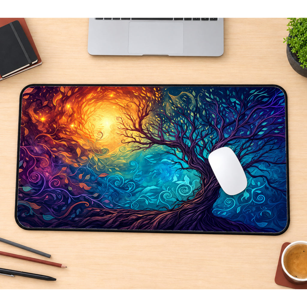 Vibrant Fantasy Tree Desk Mat — product mockup 1