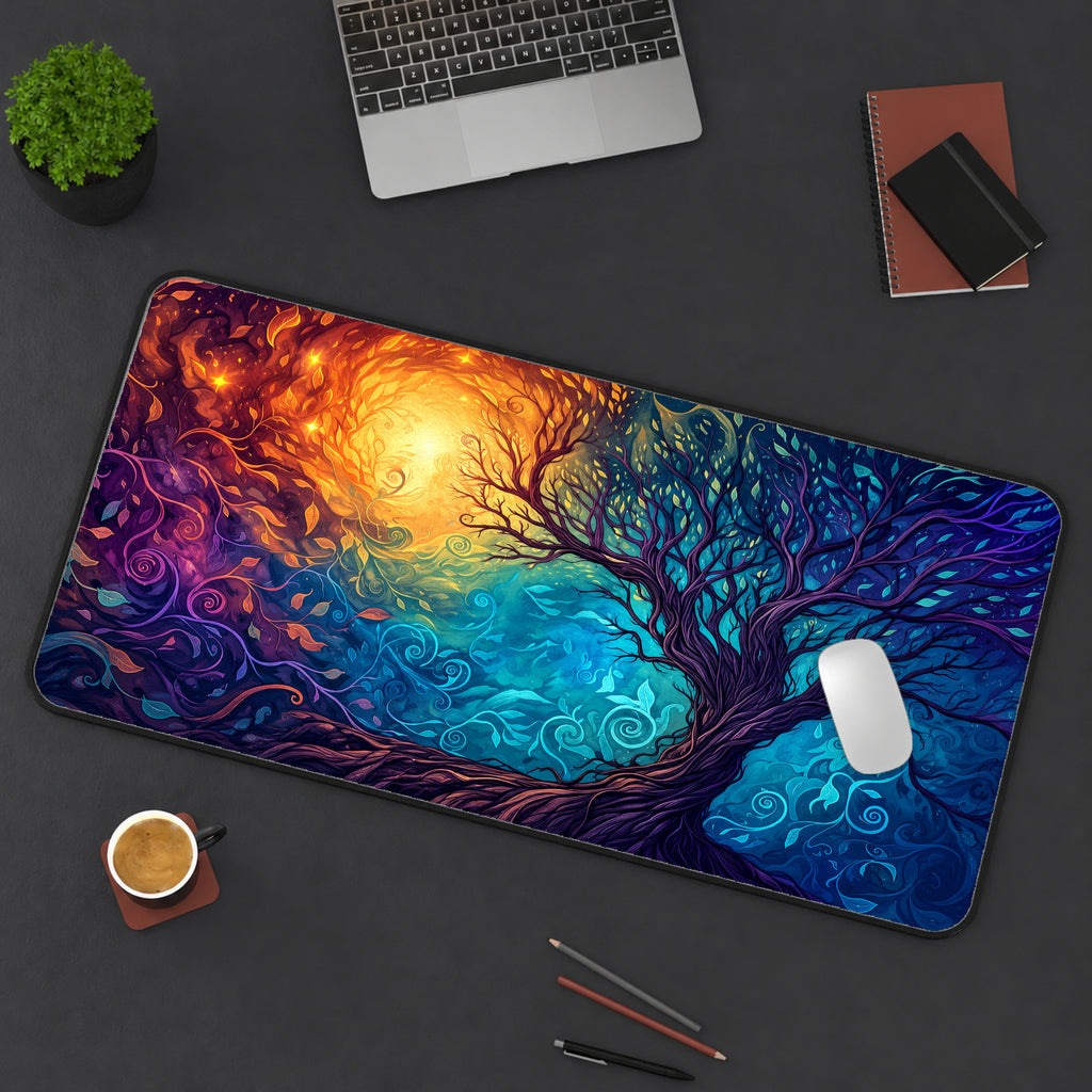 Vibrant Fantasy Tree Desk Mat — product mockup 3