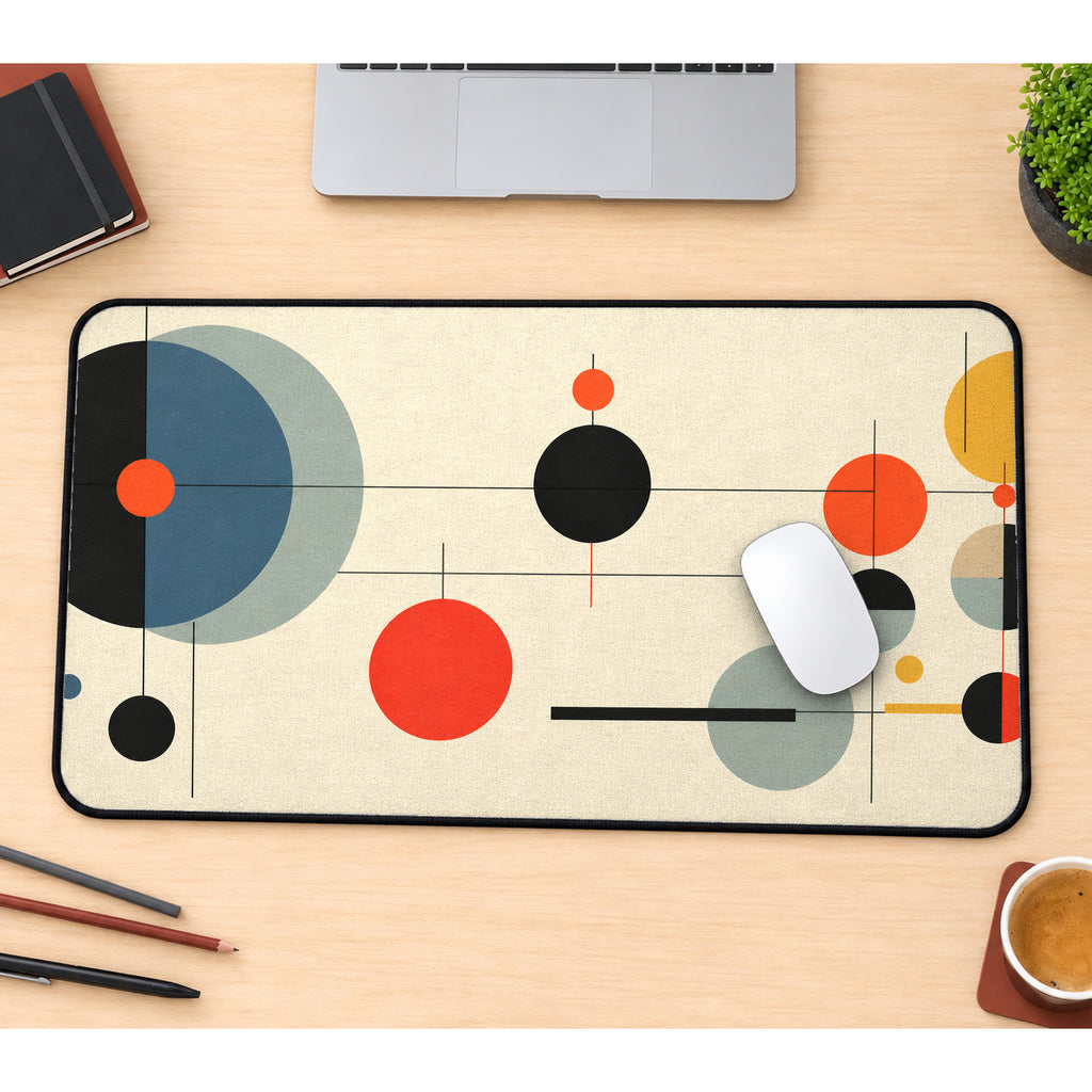 Mid-Century Atomic Circles Desk Mat — product mockup 1