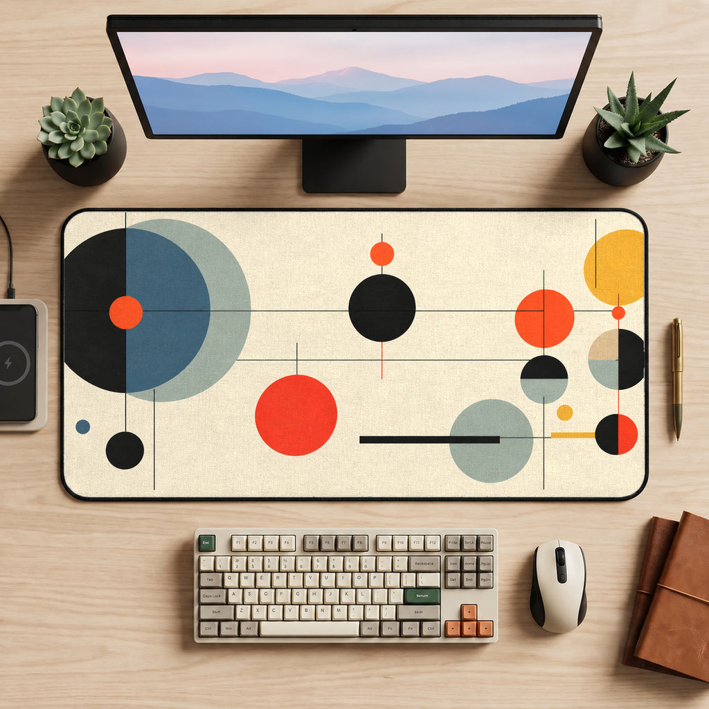 Mid-Century Atomic Circles Desk Mat — product mockup 2