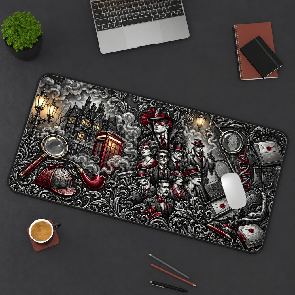 Mystery Books and Clues Desk Mat — product mockup 3
