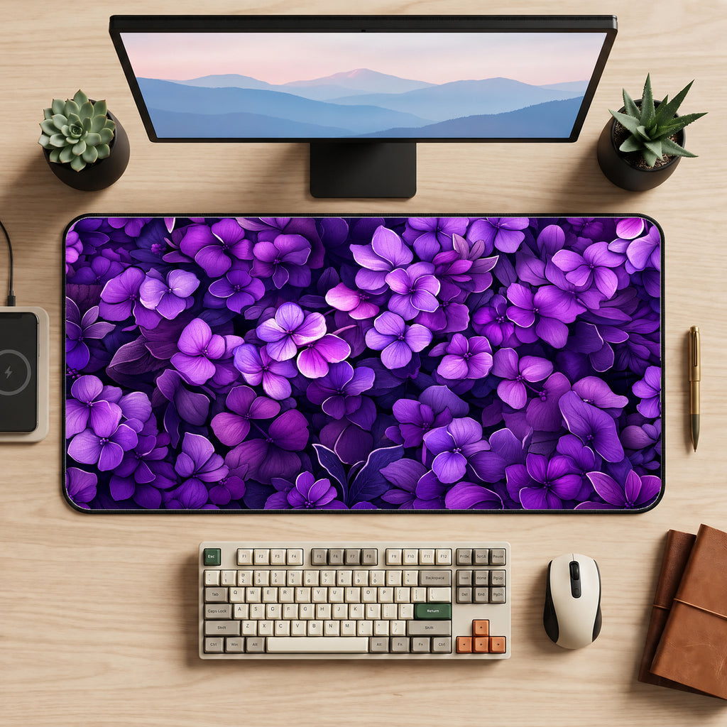 African Violet Flowers Desk Mat — product mockup 2
