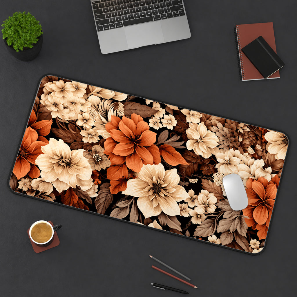 Boho Earth-Tone Flowers Desk Mat — product mockup 3
