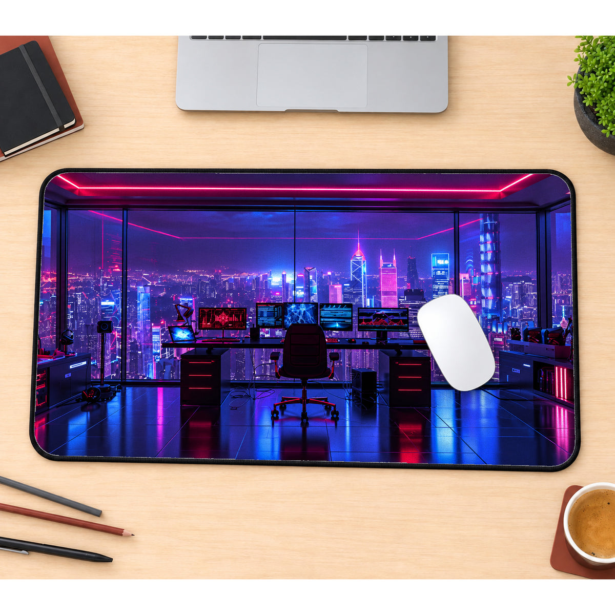 Neon City Workspace Desk Mat — product mockup 1