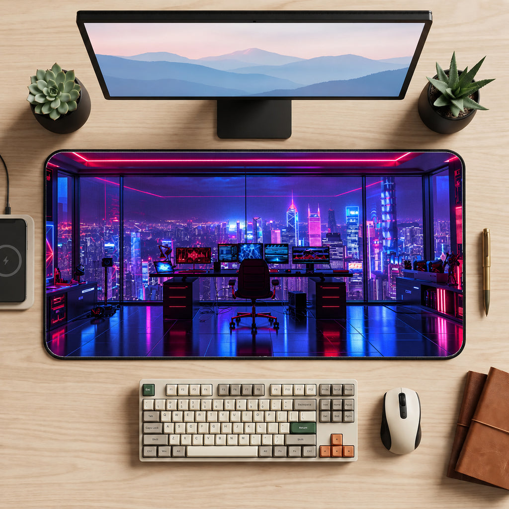 Neon City Workspace Desk Mat — product mockup 2
