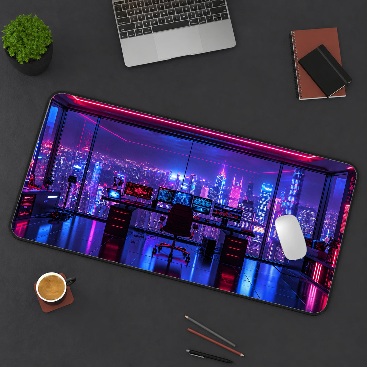 Neon City Workspace Desk Mat — product mockup 3