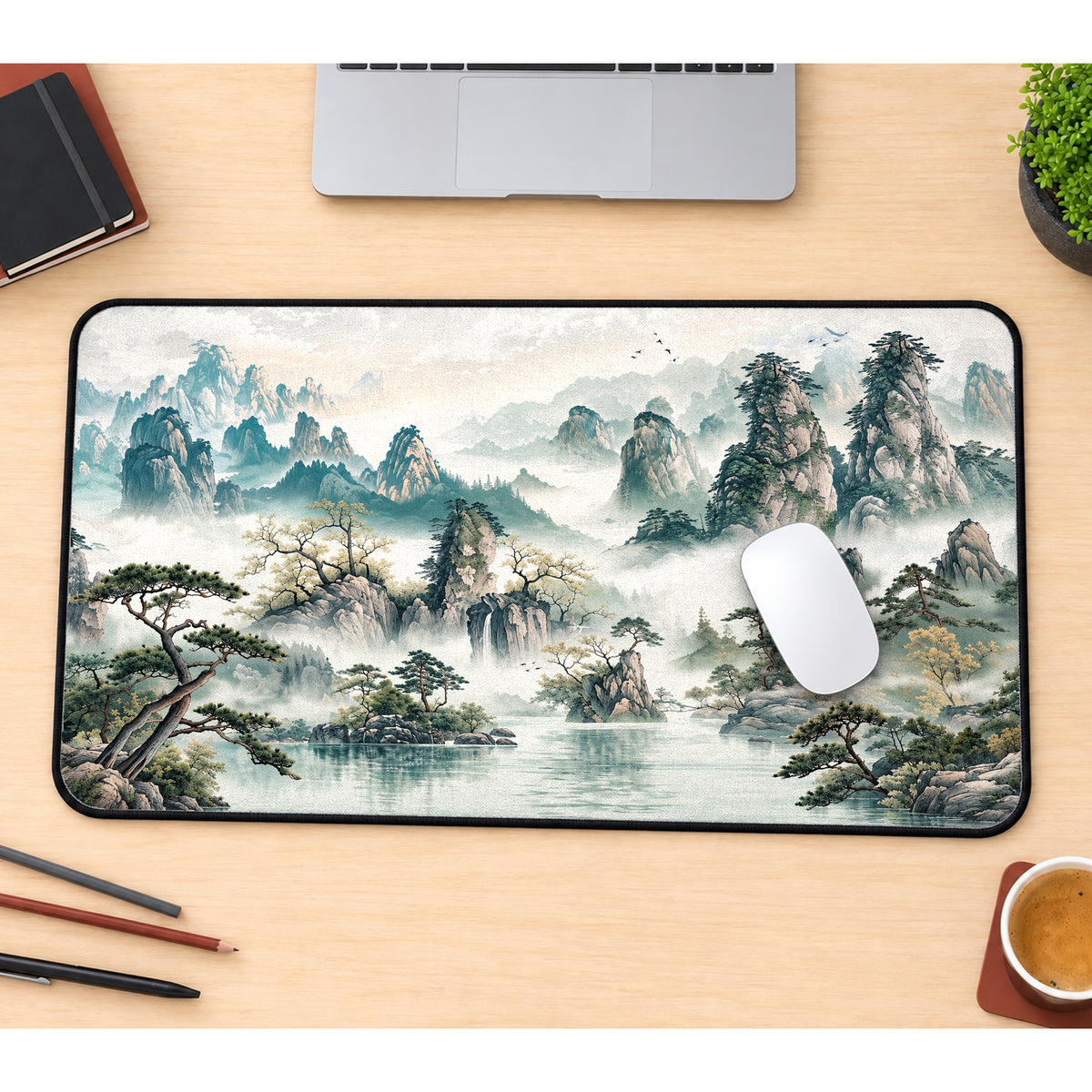 Misty Mountain Landscape Desk Mat — product mockup 1