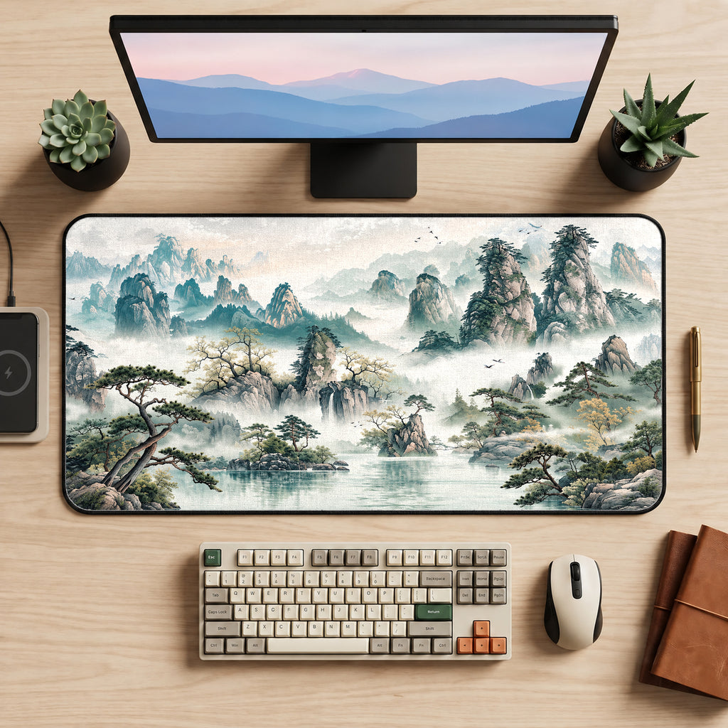 Misty Mountain Landscape Desk Mat — product mockup 2