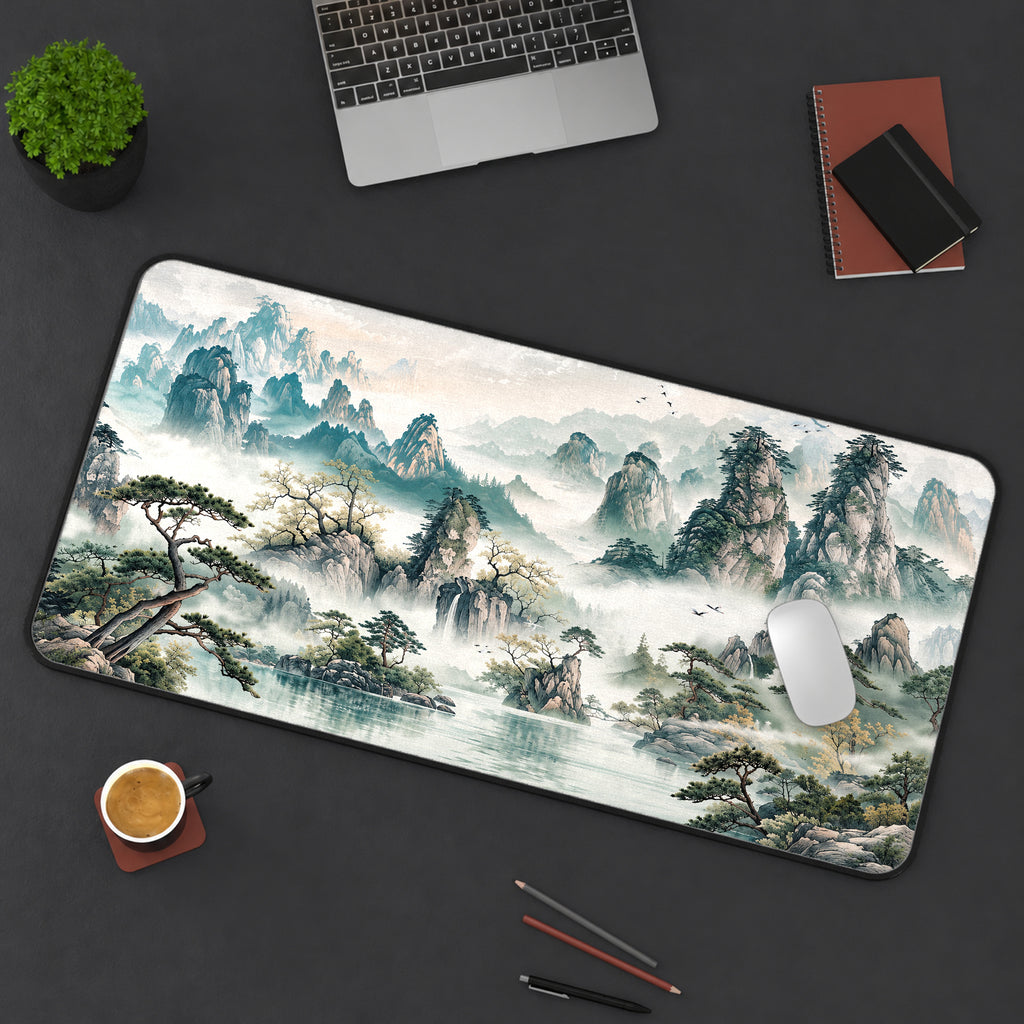 Misty Mountain Landscape Desk Mat — product mockup 3