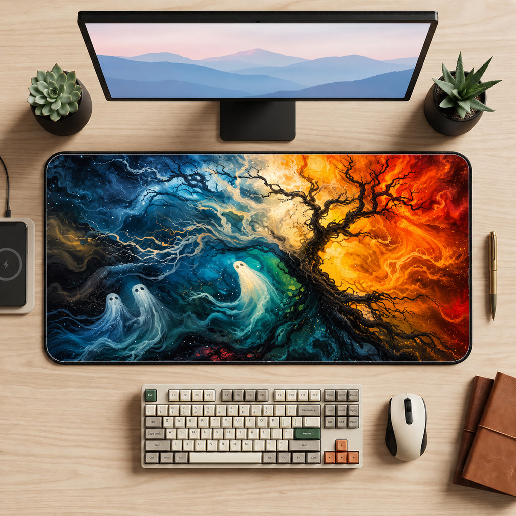 Ghosts and a Spooky Tree Desk Mat — product mockup 2