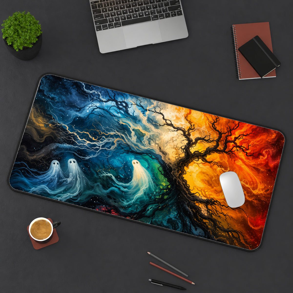 Ghosts and a Spooky Tree Desk Mat — product mockup 3