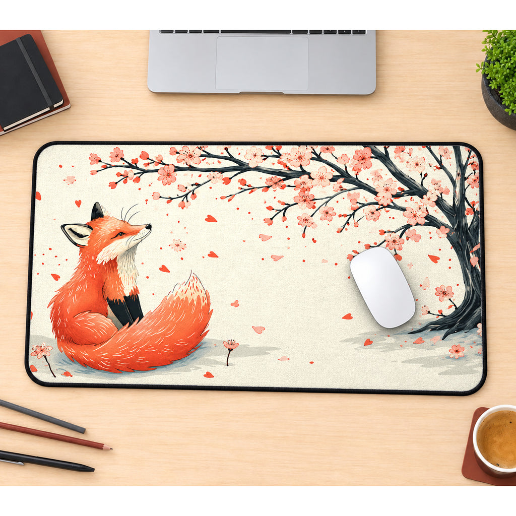 Sakura Red Fox Desk Mat — product mockup 1