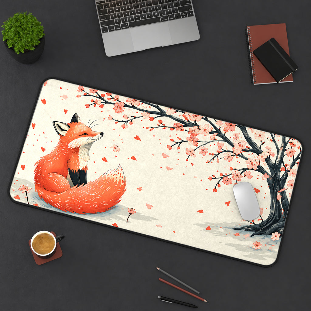 Sakura Red Fox Desk Mat — product mockup 3