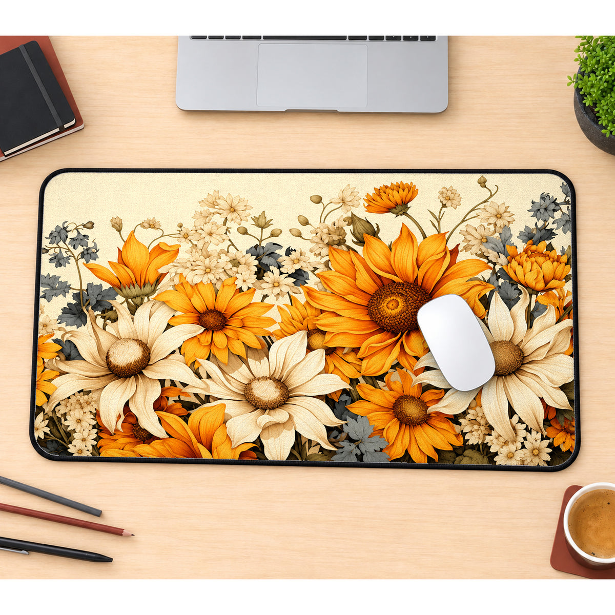 Vintage Sunflower Bouquet Desk Mat — product mockup 1