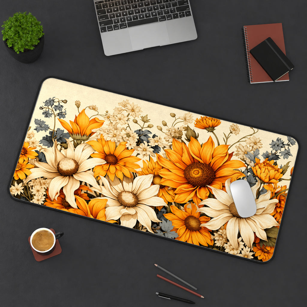 Vintage Sunflower Bouquet Desk Mat — product mockup 3