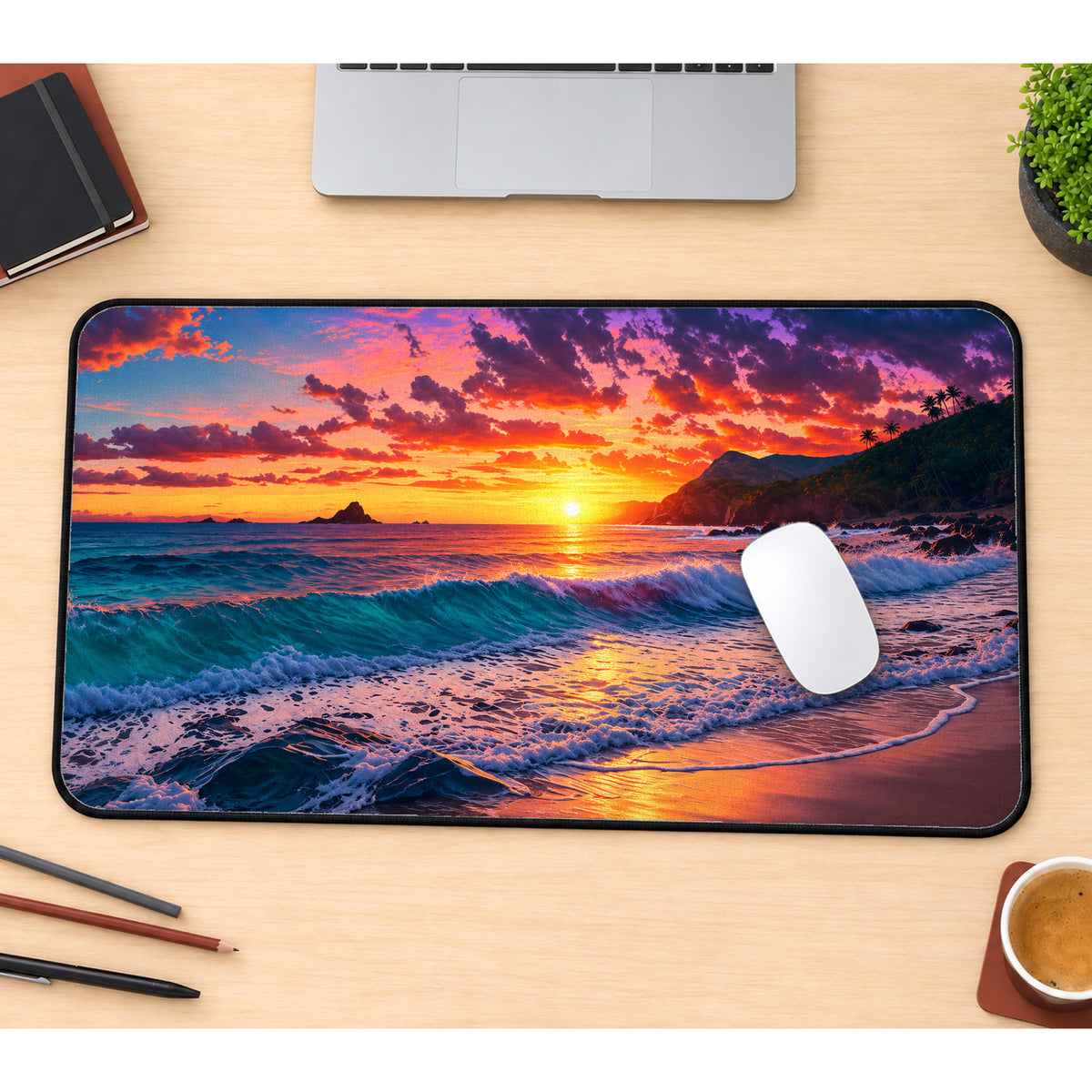 Tropical Sunset Shore Desk Mat — product mockup 1