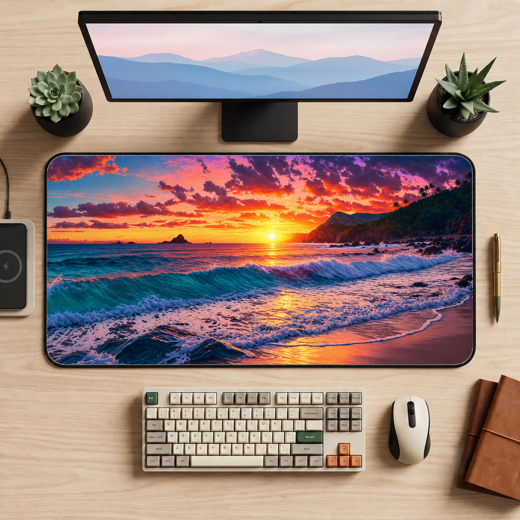Tropical Sunset Shore Desk Mat — product mockup 2