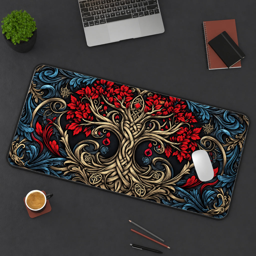 Crimson Tree of Life Desk Mat — product mockup 3
