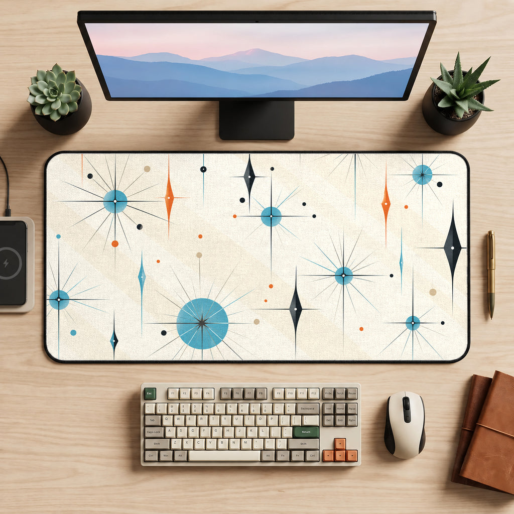 Mid-Century Atomic Diamonds Desk Mat — product mockup 2