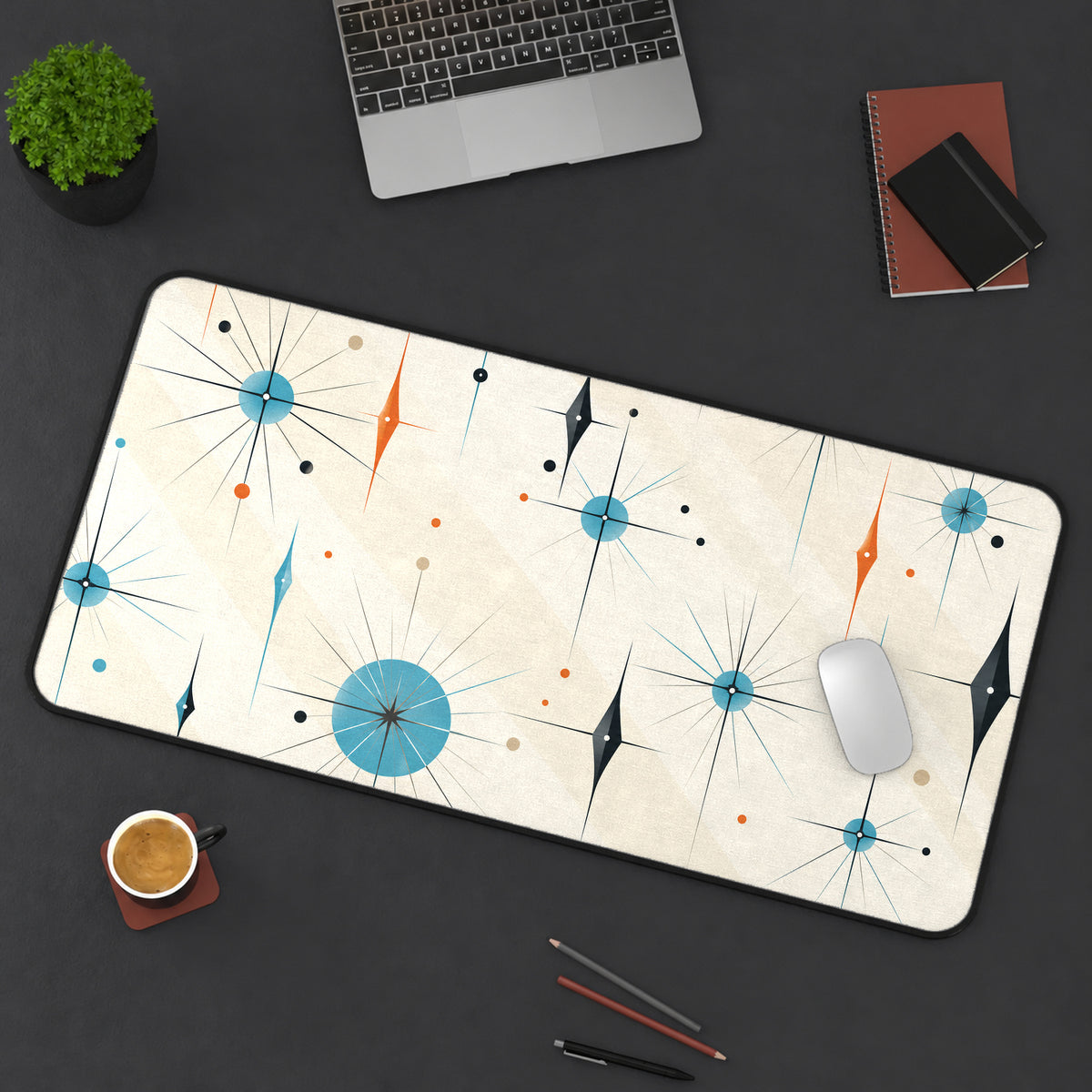 Mid-Century Atomic Diamonds Desk Mat — product mockup 3