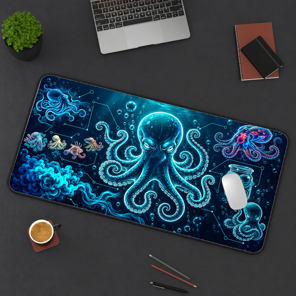 Blue Octopus Science Desk Mat — product mockup 3