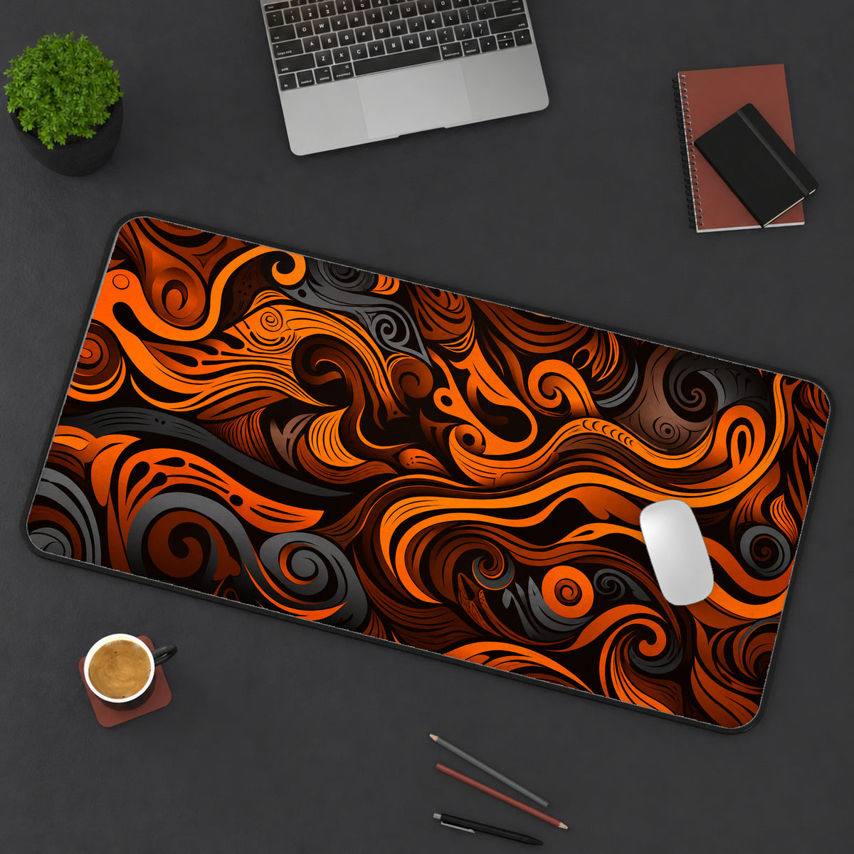 African Abstract Swirls Desk Mat — product mockup 3
