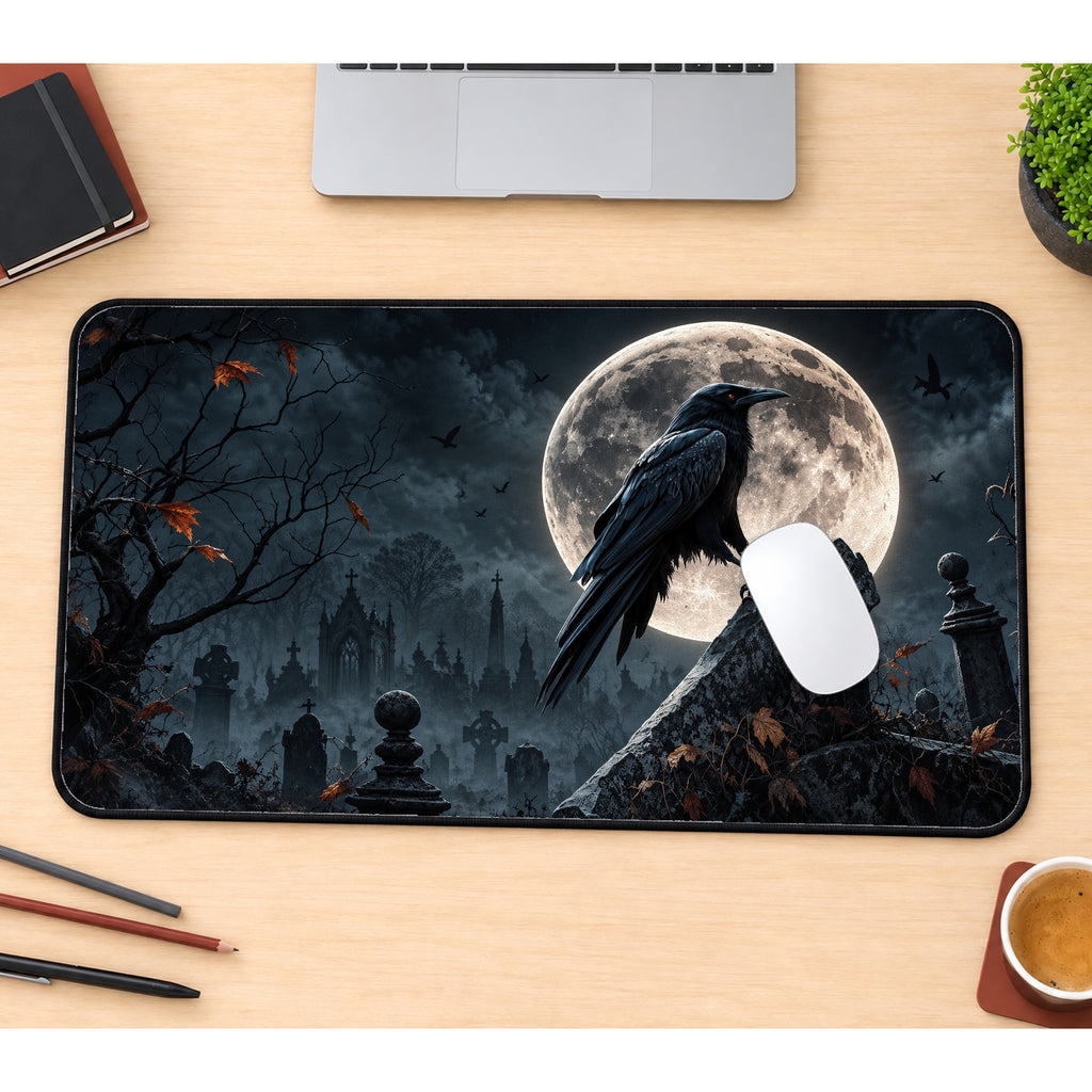Cemetery Raven Desk Mat — product mockup 1