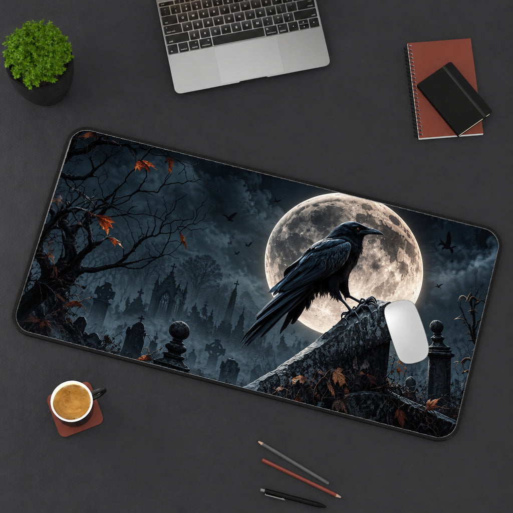 Cemetery Raven Desk Mat — product mockup 3