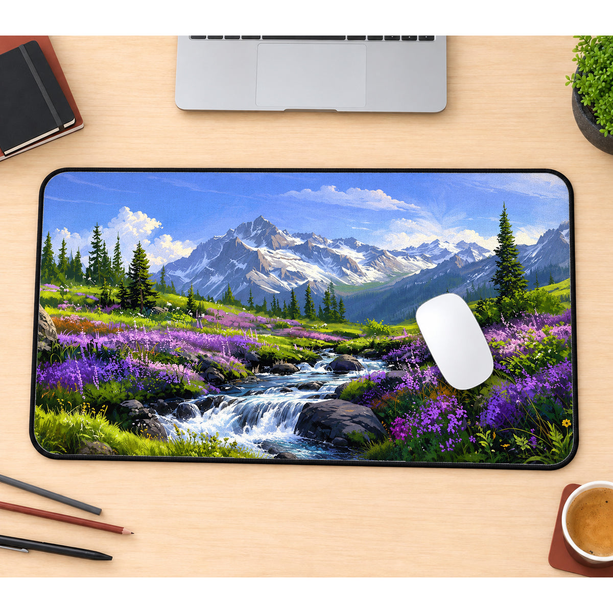 Alpine Wildflower Stream Desk Mat — product mockup 1