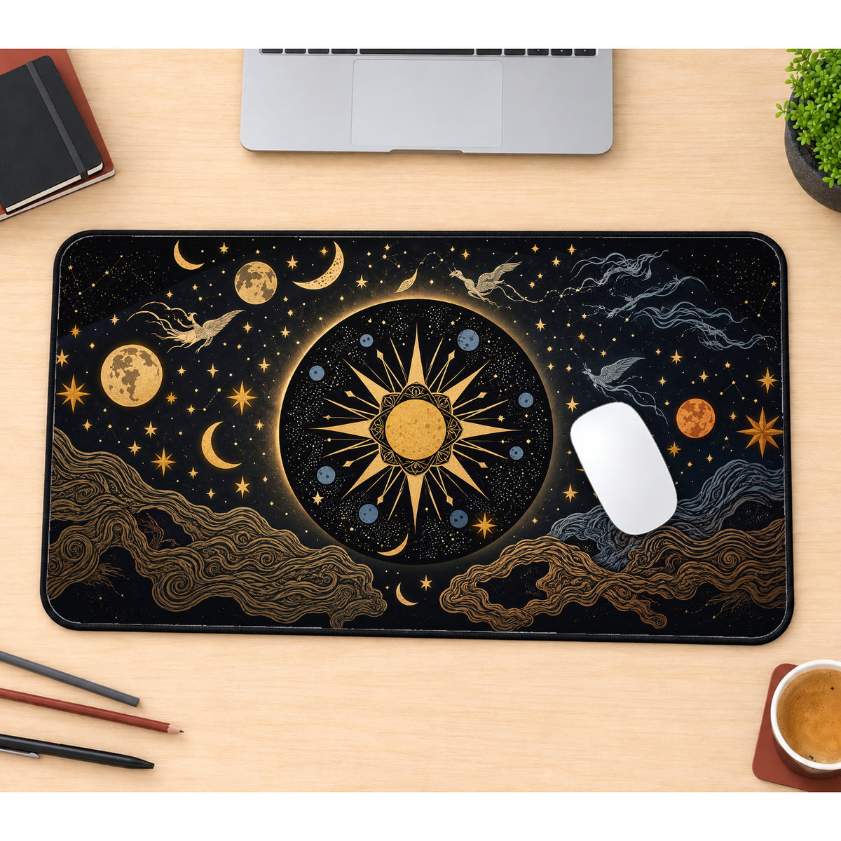 Celestial Sun and Moon Desk Mat — product mockup 1